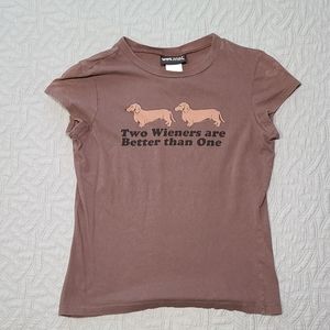 Wet Seal "Two Wieners" funny dachshund tee